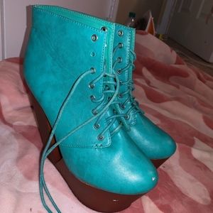 Blue Platform Heels